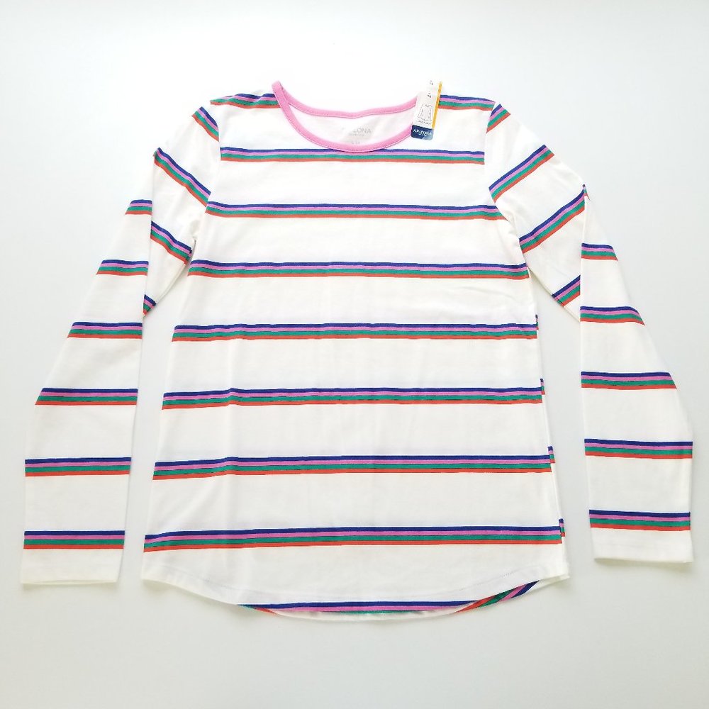 💥 3/$15 - Arizona Rainbow Stripe Tee Size L NWT